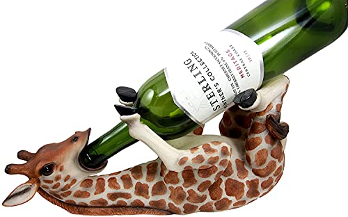 Atlantic Collectibles Safari Thirsty Long Necked Giraffe Wine Bottle Holder Caddy Figurine