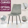 Hallowood Furniture Finley Upholstered Dining Chairs - Set of 2 Dining Chair Grey Velvet Fabric Padded Seat with Sturdy Black Metal Legs - Chairs