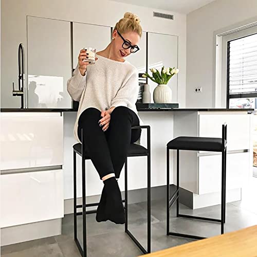 Set of 2 Bar Stools, with Comfortable And Soft Bar Stools Modern Round Upholstered Barstools for Kitchen Dining Room Industrial Barstools ( Seat