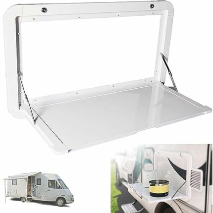 Foldable RV Picnic Table - Perfect for Campervans and Motor Homes - Wall-Mounted Drop Leaf Design with Lockable Aluminum Alloy Kit - Ideal for Ou