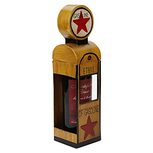 ALREMO HUANGXING - Wine Holder Mini Gas Station Shaped, Funny Wine Bottle Holder Stand, Vintage Decorative, Metal Countertop Wine Holder,1pc