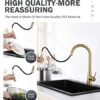 Tohlar Kitchen Tap, Gold Kitchen Tap, Kitchen Taps with Pull Out Spray Stainless Steel Kitchen Sink Tap Gold Kitchen Mixer Tap Brushed Gold Kitch