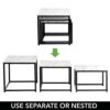 mDesign Set of 3 Nest Tables — Nested End Tables Made of Metal and Wood — Ideal for Use as Living Room Lamp Tables or Bedside Tables — Marble Col
