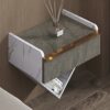 Floating Bedside Table Nightstands,Hanging Bedside Table Cabinet,Wall Mounted Bedside Table Floating Wall Shelf with Glass Design Drawer Storage