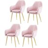dining chair Set Of 4 Soft Seat And Back Velvet Living Room Chairs Sturdy Metal Legs Kitchen Chairs Reception Chair (Color : Dark green)