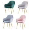 dining chair Set Of 4 Soft Seat And Back Velvet Living Room Chairs Sturdy Metal Legs Kitchen Chairs Reception Chair (Color : Dark green)