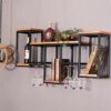 Vintage Rustic Metal Wine Holder,Wood Wine Glass & Wine Bottle Display Rack,Wall Mounte,Wine Bottle Goblet Stemware Holder, Bar Kitchen Wall Disp