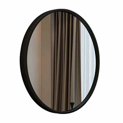 DSHGDJF Large Bathroom Round Mirror, Antique Decorative Mirror in Dining Room and Living Room, Metal Black Round Mirror (Size : 60cm)