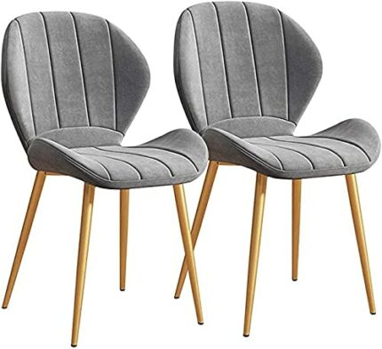 Kitchen Dining Room Furniture Chairs Kitchen Chairs Set Of 2 Velvet Seat Dining Chairs with Backrest Metal Legs for Lounge Living Room Corner Cha
