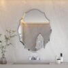 Special-shaped Vanity Wall Mirror: Elegant Artistic Look 5mm Thick Art Shape HD Mirror Hung Mirrors 55.9x0.5x71.1cm Silver Walls Mirror Furniture