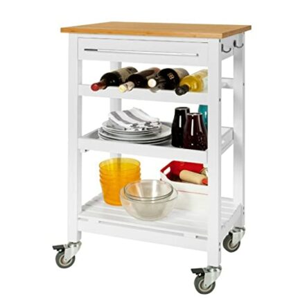 UXZDX Kitchen Storage Serving Trolley Shelf Cart with Free Chopping Block Kitchen Trolley