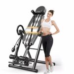 ZXYWW Foldable Gravity Inversion Table, Back Stretcher Machine - Inflatable Height Adjustment with Gray Protective Belt, Strength Training Equipm