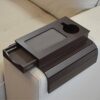 Meistar Sofa Tray w/Anti-Slip Base and Couch Cup Holder. Remote Control, Coffee Table and Cellphone Organizer. Portable Side Arm Rest Table w/Dra