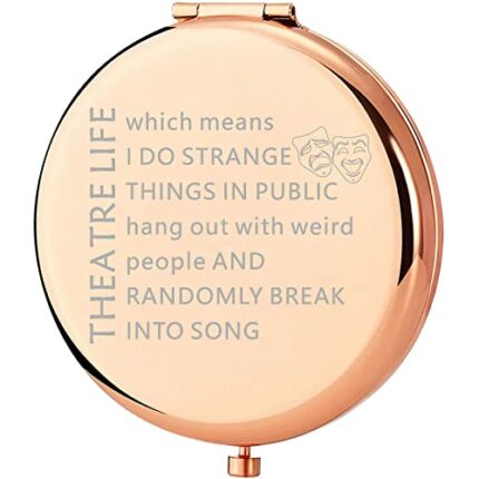 UJIMS Theatre Life Compact Makeup Mirror Drama Theater Gifts Comedy Tragedy Mask Charm Broadway Musical Gift (Theatre Life Mirror)