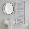 Greened House Electric Chrome 500W x 800H Flat Towel Rail + Timer and Room Thermostat Bathroom Towel Rails