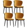 Kitchen Dining Room Furniture Chairs Fabric with Backrest Soft Padded Seat Dining Chair Set Of 4 with Black Metal Legs for Office Lounge Dining K