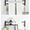 Bathroom Towel Rail 40cm, Towel Rack, Black Matt Towel Rail with Towel Rails and Hook Design, Towel Holder,Ladder Towel Rack, No Drilling Require