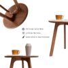 Round Side Table 100% Solid Wood Occasional Table Minimal Scandinavian End Table for Living Room Sofa Table (Walnut)