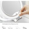 FASCINATE Rechargeable Makeup Mirror with Light 3 Modes Lighting Colours, 72 LED Table Mirror, Wall Magnification, 1 x 10 x Magnification, Double