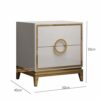 SDFGH Bedside Table with Double Drawer Design, Stainless Steel Metal Plating Frame Simple Bedside Table, White