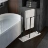 RSOCHS Marble bathroom floor towel bar bathroom towel holder simple bath towel rack coat rack stainless steel towel bar