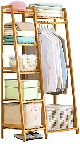 KRHINO Clothes rack and hat rack Bedroom Vertical Coat Rack Door Simple Clothing Storage Rack Bamboo Wood Multifunctional Clothes Rack Shoe Rack