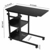 LAVIEVERT C-Shaped Side Table with Storage Shelves, Height Adjustable Sofa Couch Coffee End Table Bedside Table Laptop Desk with Wheels for Livin