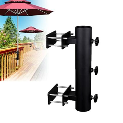 VANROUG Heavy Duty Parasol Holder Patio Umbrella Stand Mount Umbrella Stand Bench Buddy Umbrella Holder Fixed Clip Umbrella Clamp for Deck,Railin