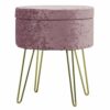 Hodge and Hodge Aria Storage Footstool Footrest Velvet Home Accessory - Light Pink Crush