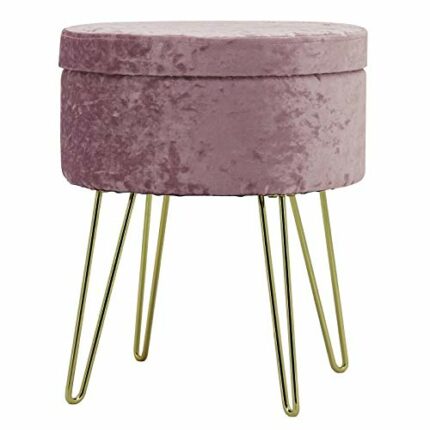Hodge and Hodge Aria Storage Footstool Footrest Velvet Home Accessory - Light Pink Crush