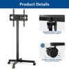 RFIVER Mobile TV Stand on Wheels for 23-55inch LCD LED Flat/Curved Screen TVs,Height Adjustable Rolling TV Cart Portable Floor Stand Trolley up t