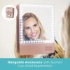 Glamcor Riki Skinny Smart Vanity Mirror with HD LEDs, Magnifying Mirror Attachment, Phone Holder and Bluetooth Control (Rose Gold, 10X Magnificat