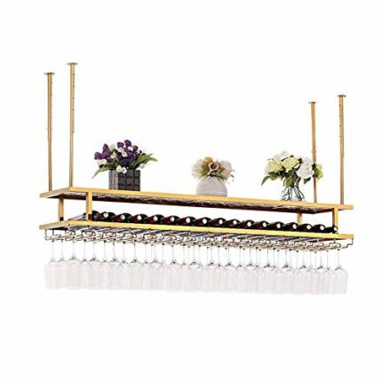 NEOCHY Wine Rack European Style Bottle Holder Red Wine Glass Holder Counter Bar Wall Mounted/Hanging Wine Glass Rack/Cup Holder Vintage Top/Vinta