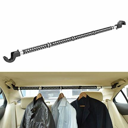 ALREMO HUANGXING - Car Telescopic Clothes Hanger Bar, Car Clothes Rod Bar, Heavy Duty Non Slip Rubber Clothes Bar for Travel, 89.5 151Cm,1Pcs