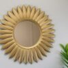 Carousel Home and Gifts Stunning Gold Effect Wooden Sunburst Wall Hanging Glass Sun Mirror