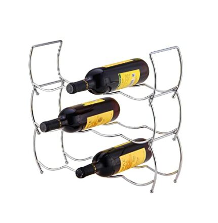 Innoteck Essentials 3 Tier Stackable Wine Rack Countertop Wine Holder Stand for Counter Metal Bottle Storage Table Top Free Standing Holder - Dis