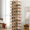 ANTBOX Foldable Shoe Rack for Closet,Portable Shoe Organizers Storage Boxes for Entrywa,Large Sturdy Stackable Sneaker Cabinet Bins with Magnetic