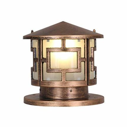 GJCQZQ Exterior Rainproof Round Outdoor Waterproof Column Head Light Park Community Garden Street Lights Wall Pillar Light E27 Lighting Porch Pat