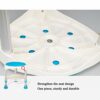 CHEWO Bath Stools,Round Shower Stool Bath Stool with Padded Rotating Adjustable Legs Blue Non-Slip Seat Bath Bench Lightweight with Storage Shelf