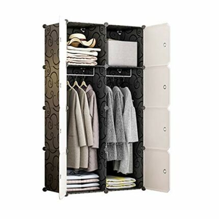 JYDQM Portable Wardrobe Closet, Modular Storage Organizer, Space Saving Armoire, Deeper Cube with Hanging Rod