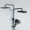 Black Shower Set Height Adjustable Overhead Shower Kit Without Mixer Shower Riser Rail Kit with Brass Diverter, MCADYS Rainfall Shower Kit with 3