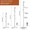 Aibiju Standing Coat Rack White Coat Stand with 8 Hooks and 3 Height Options, Wood Kids Coat Tree with Sturdy Round Base, Small Hall Tree White Y