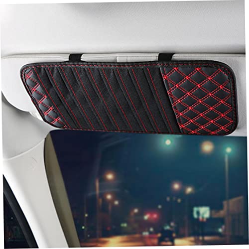 Hajimia Car CD Holder Auto Sun Visor CD Case Wallet DVD Binder DVD Organizer Storage Bag Portable Red Line Storage bag