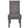 vidaXL 6x Dining Chair Kubu Rattan and Mango Wood Brown Kitchen Furniture Seat