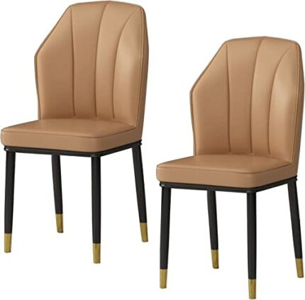 Kitchen Dining Room Furniture Chairs PU Leather Dining Chairs Set Of 2 Water Proof With Metal Legs Side Chair Kitchen Living Room Lounge Counter