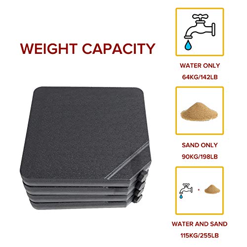 FLAME&SHADE 116kg 4 Pieces Base Weight Set for Outdoor Garden Parasol Patio Cantilever Offset Banana Umbrella, Black