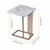 VERSANORA Teamson Home Extendable Side Sofa, End Table for Living Room, White Marble, Metal, Brass, Large