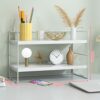 Desk storage rack, desk organiser, multipurpose bookcase for office, home, desktop display shelf, desk stand, bookcase (white shelf, white board,