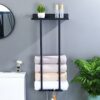Niubuyei Towel Rack for Bathroom, Towel Holder Wall Mounted Bath Towel Storage with Metal Hand Towels Shelf and 3 Hooks for Bathroom/Bedroom/Livi