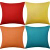 4 Pack Decorative Outdoor Waterproof Throw Pillow Covers, Square Patio Balcony Garden Waterproof Cushion Case, PU Coating Pillow Shell for Couch,
